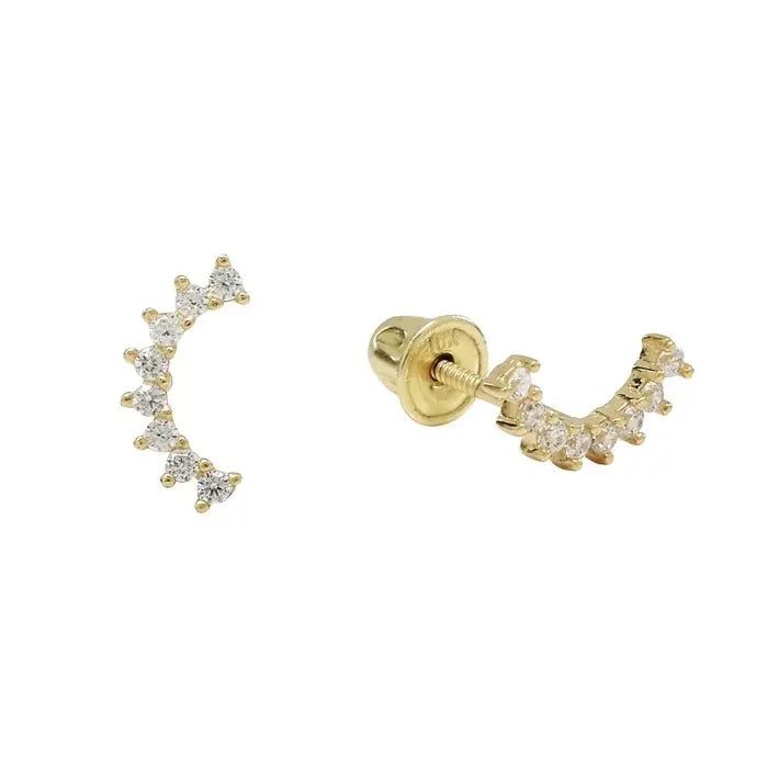 CZ Pear Crawler Stud (Solid Gold) by Ofina Jewelry