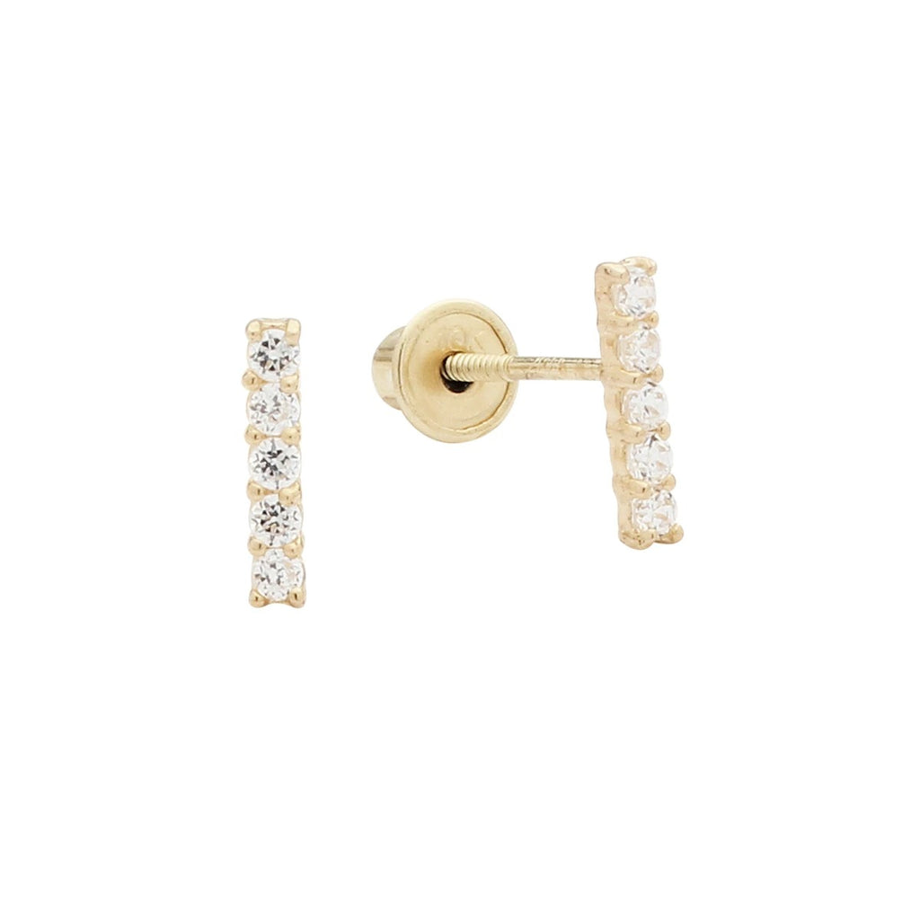 CZ Bar Stud (Solid Gold) by Ofina Jewelry