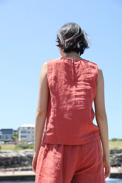 Basic Linen Vest (Paprika) | The Yo Store | Portland, OR