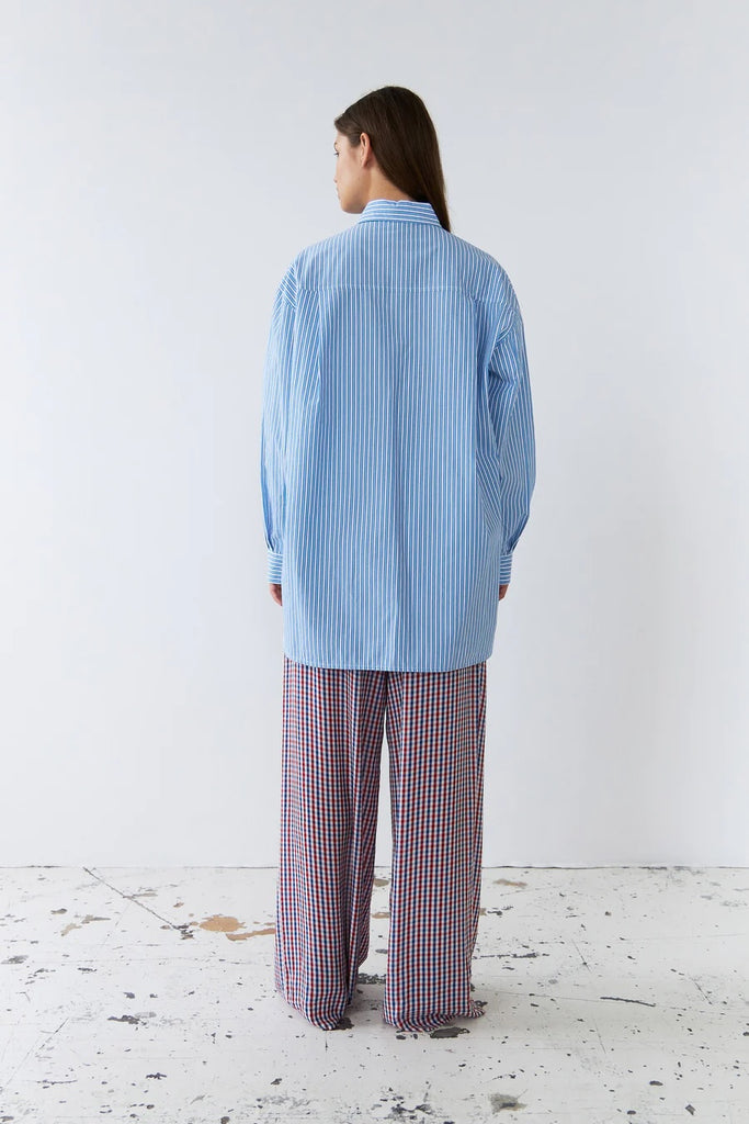 Striped Oversized Shirt (White Blue Stripes) by Stella Nova