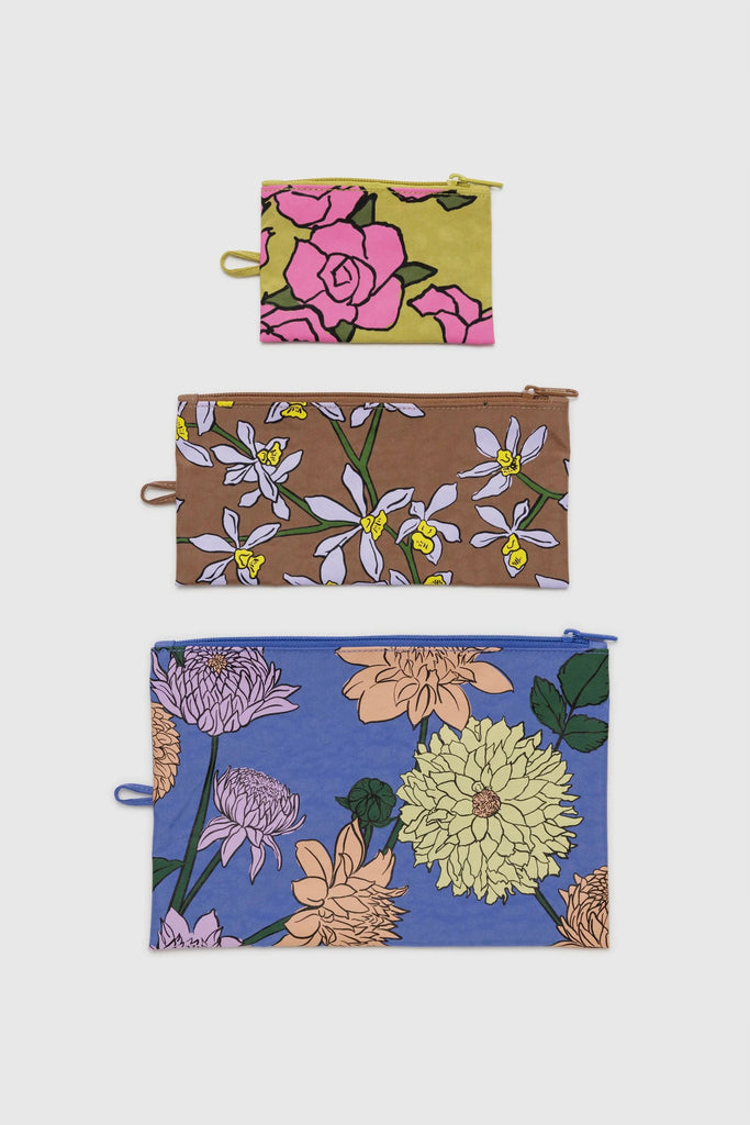 Flat Pouch Set (Garden Flowers) by Baggu