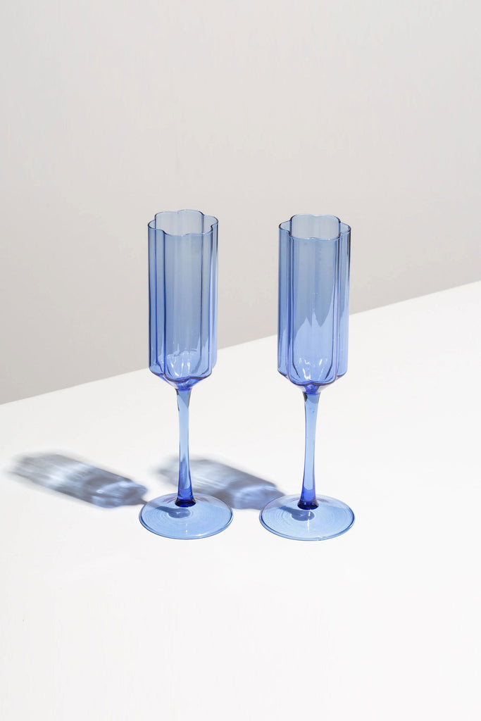 Wave Flutes Glass Set (Blue) by Yo Home