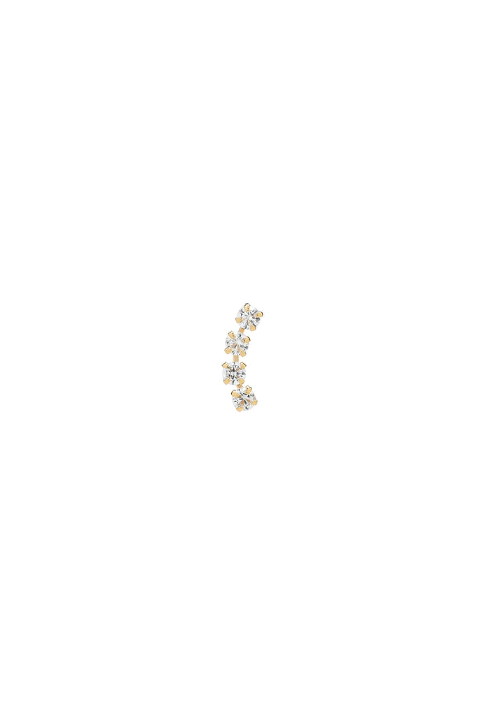 CZ Curved Stud (14k Solid Yellow Gold) by Ofina Jewelry