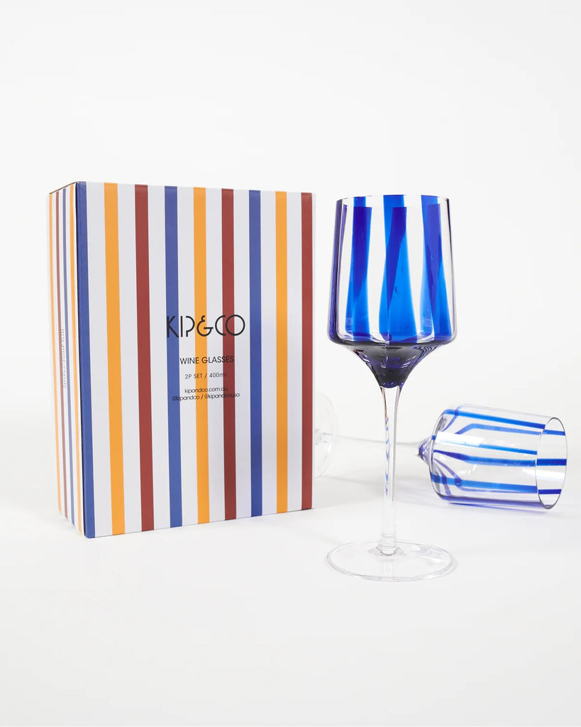 Vino Glass Set (Mykonos Stripe) by Kip & Co