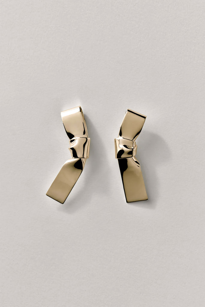 Large Gold Cravat Earrings by Annika Inez