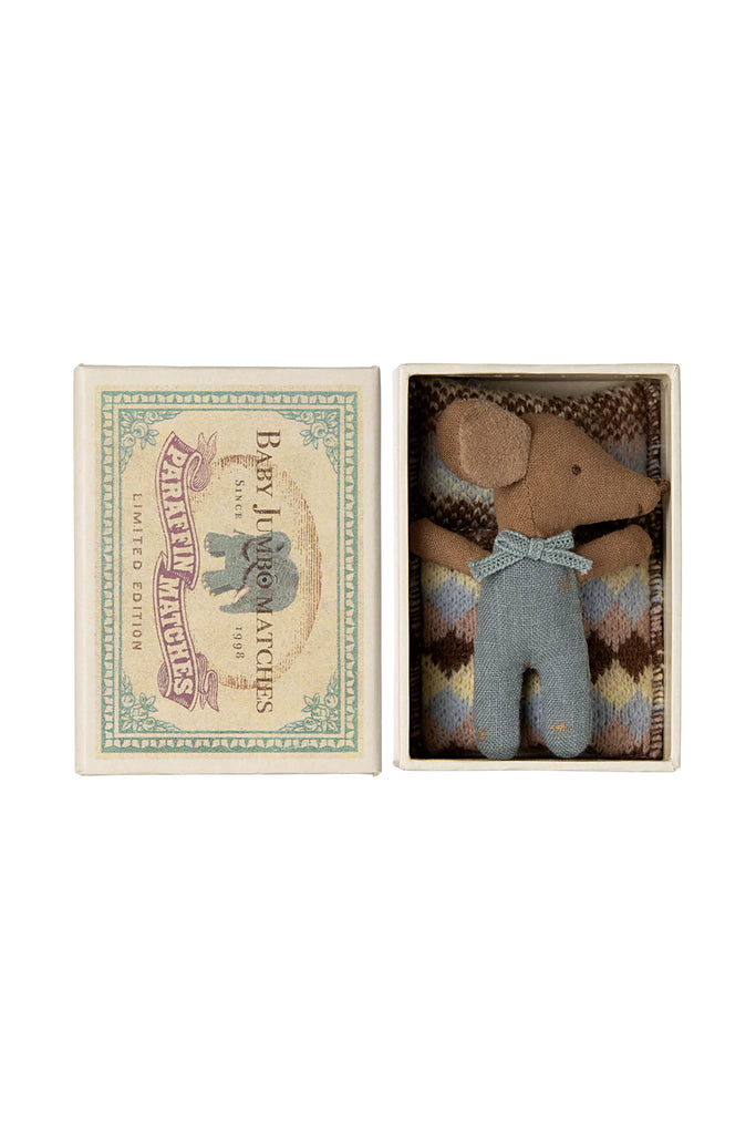 Sleepy Wakey Mouse in a Box (Blue) by Maileg