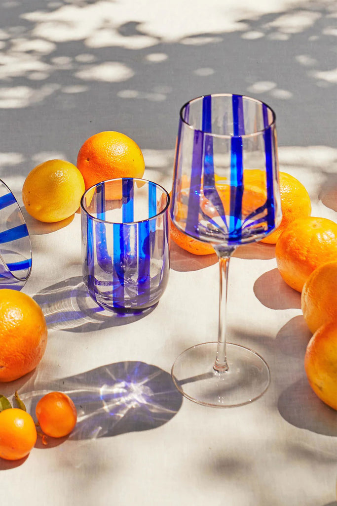 Vino Glass Set (Mykonos Stripe) by Kip & Co