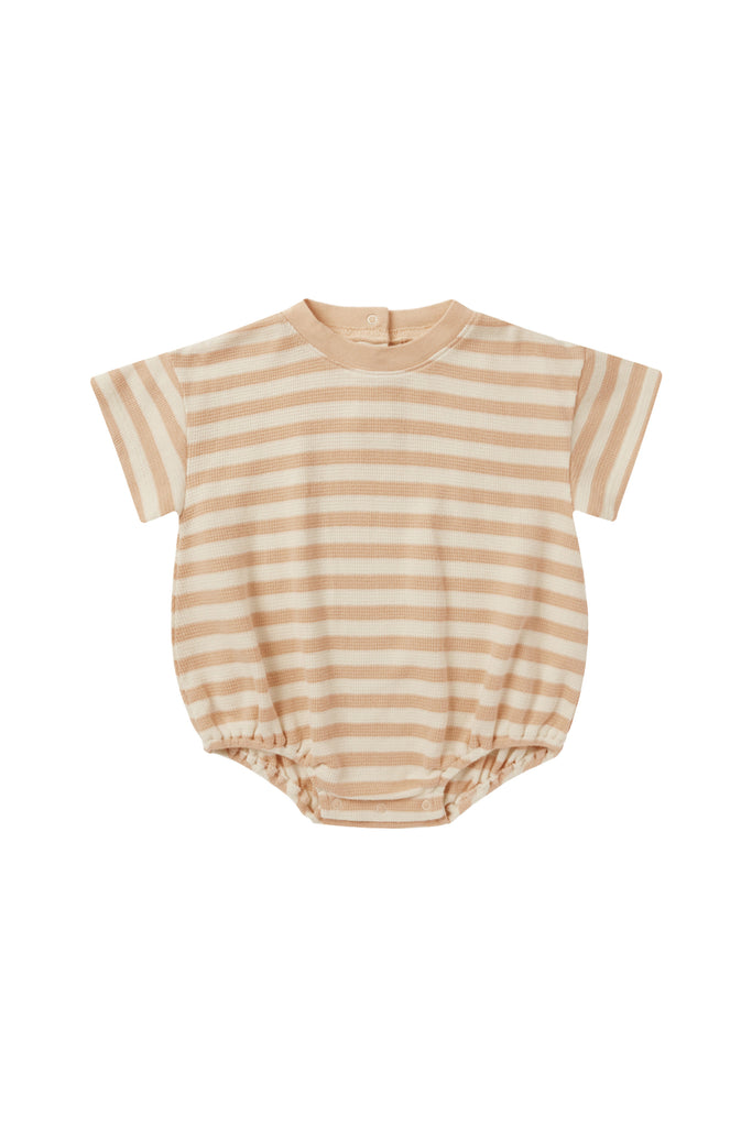 Relaxed Bubble Romper (Apricot Stripe) by Rylee + Cru