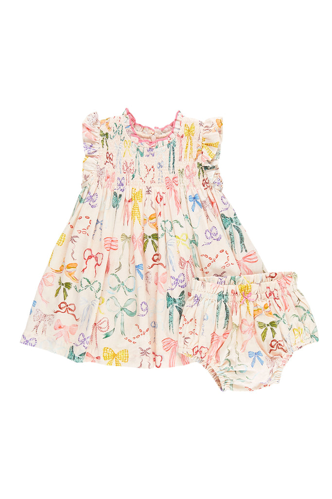 Stevie Dress Set (Watercolor Bows) by Pink Chicken