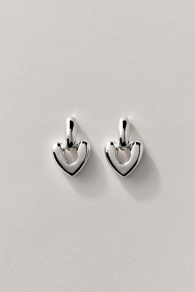 Silver Heart Drop Earrings by Annika Inez
