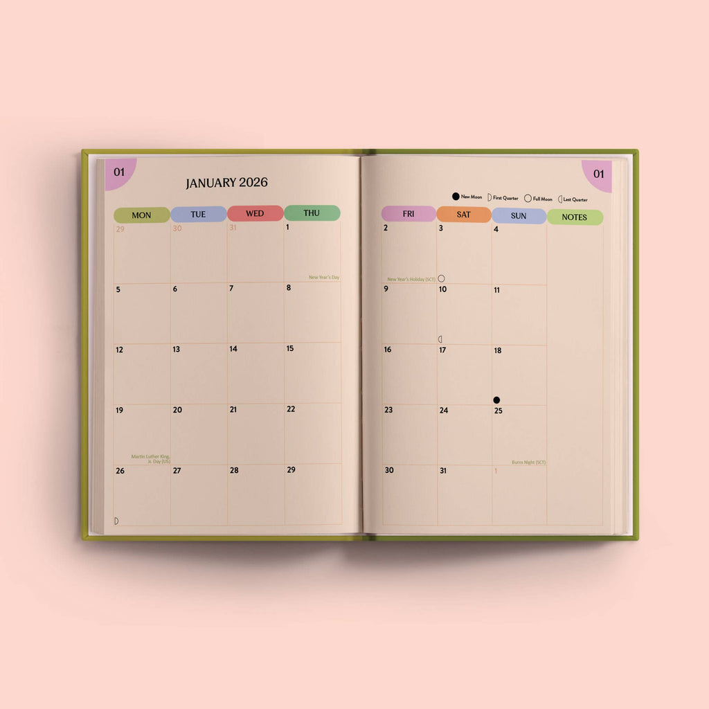 2026 A5 Weekly Diary Planner (Pistachio Stripe) by Good Tuesday