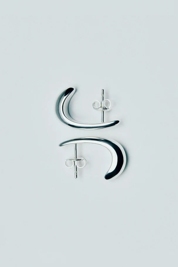 Dualism Sculptural Earrings (Silver) by RAGBAG