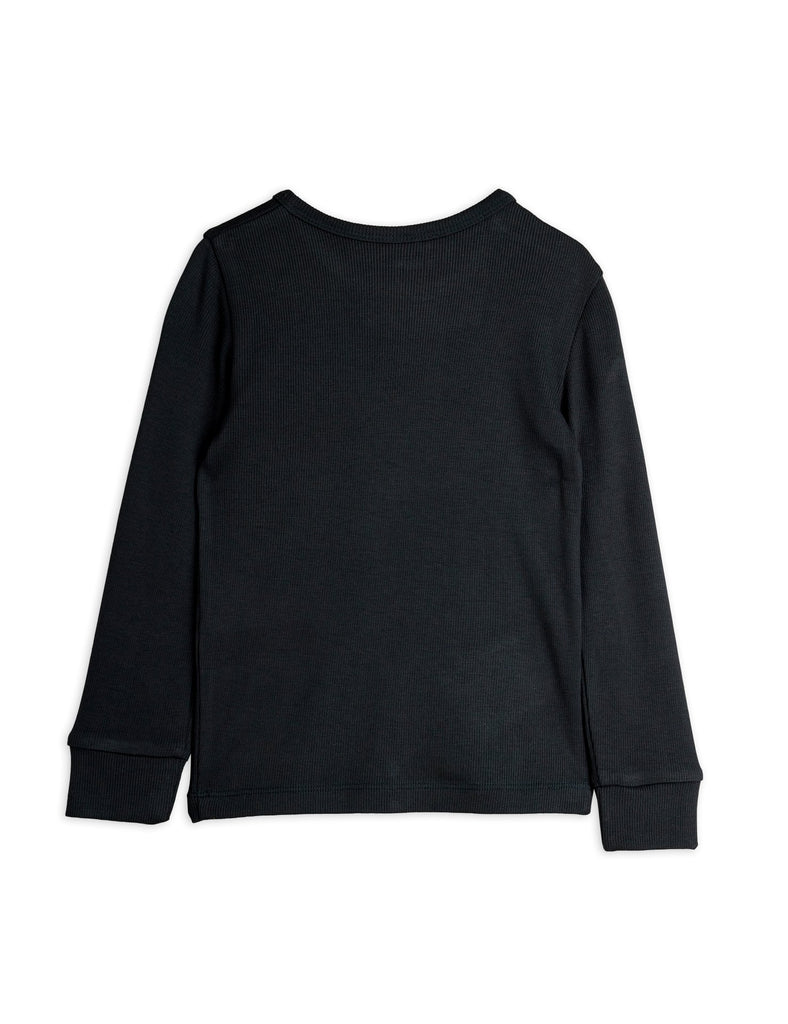 Modal Rib Long Sleeve Tee (Black) by Mini Rodini