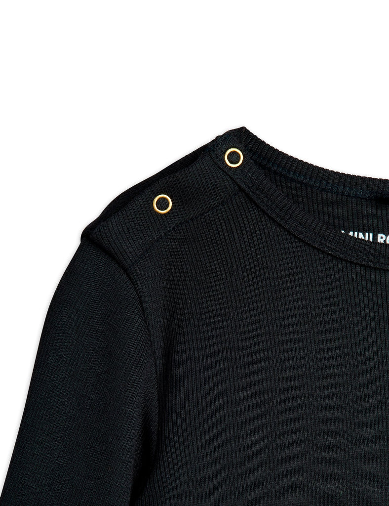 Modal Rib Long Sleeve Tee (Black) by Mini Rodini
