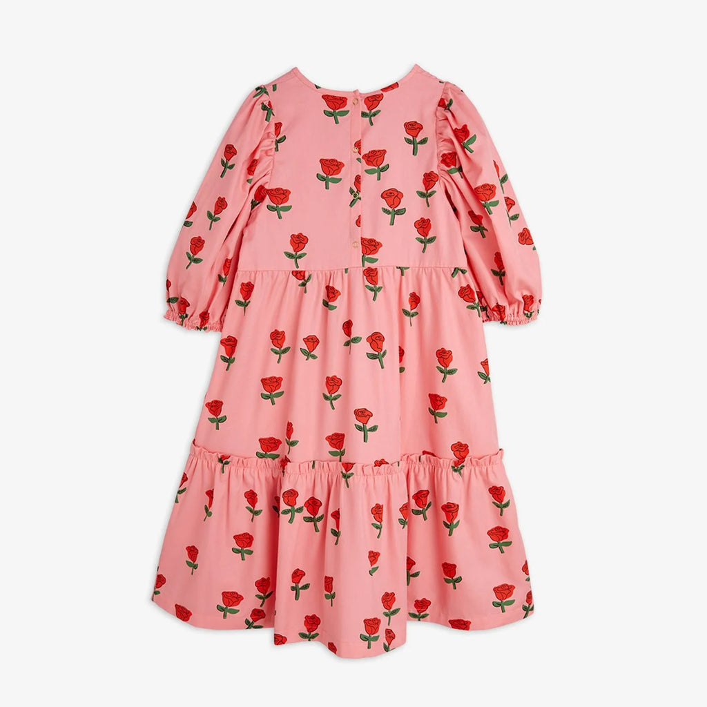 Roses Woven Puff Sleeve Dress by Mini Rodini