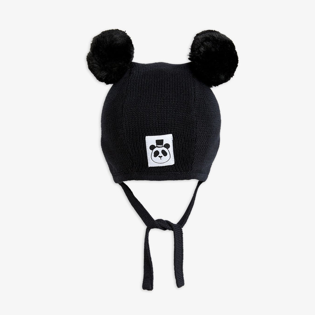 Fine Knit Baby Hat (Black) by Mini Rodini