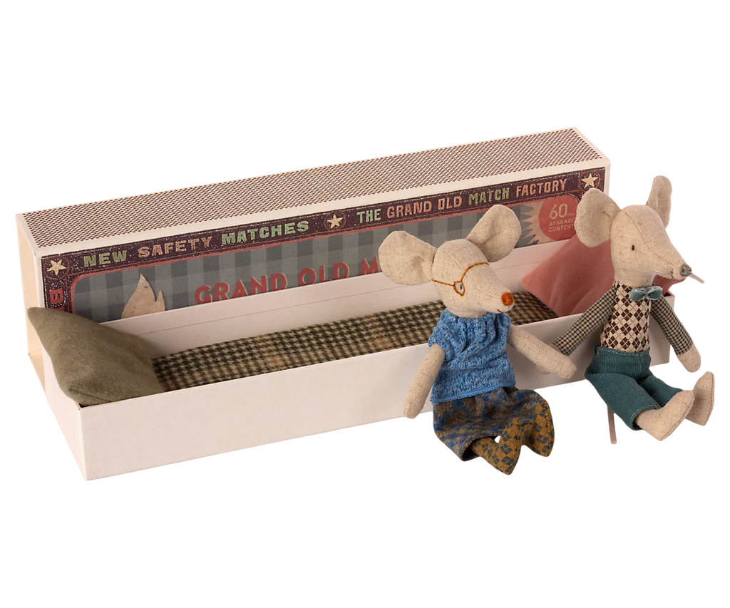 Grandma and Grandpa Mice in Matchbox by Maileg