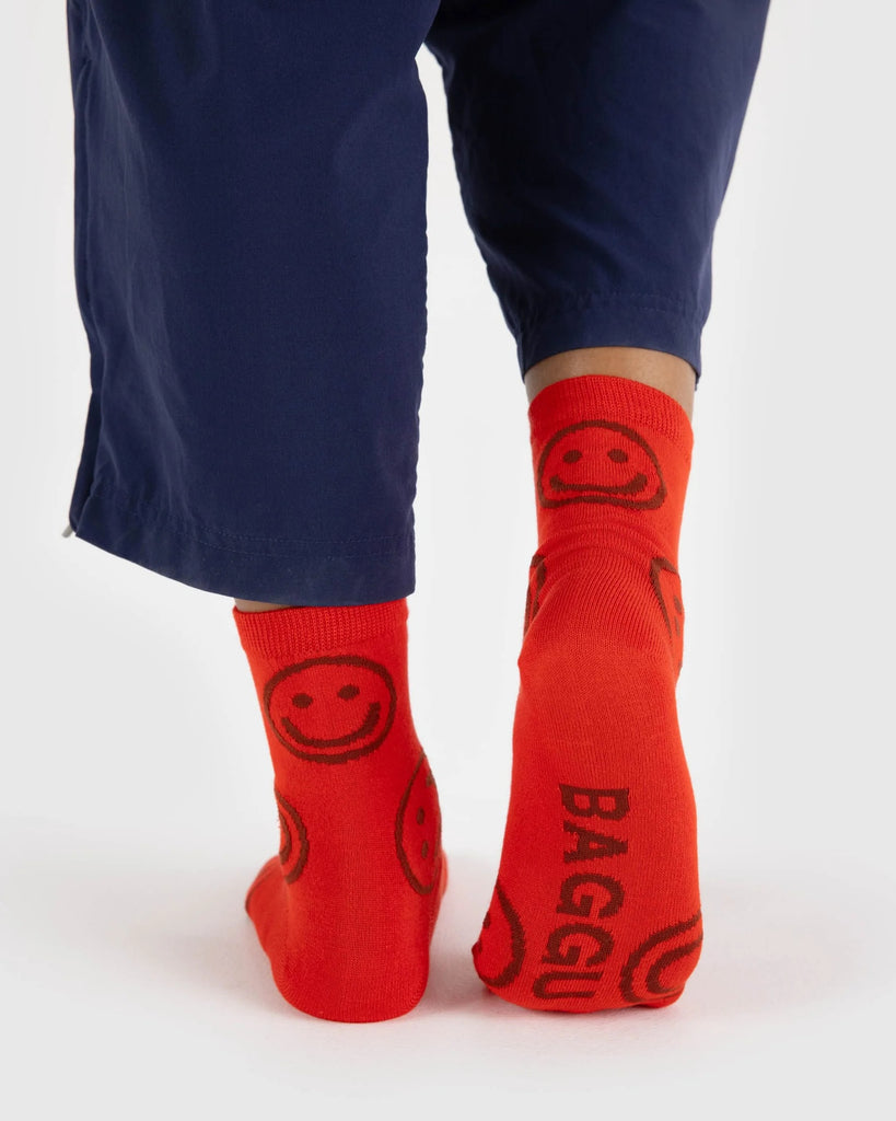 Crew Socks (Red Happy) by Baggu