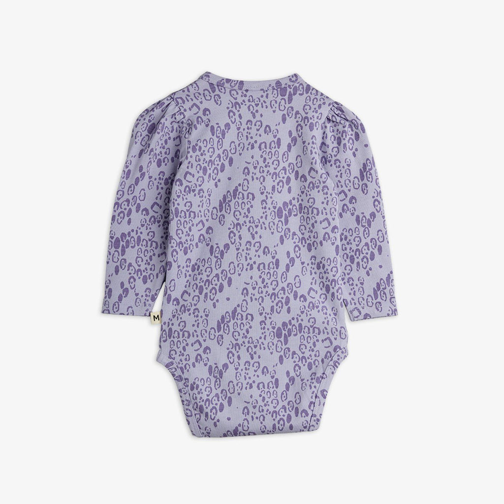 Mini Leopard Long Sleeve Onesie (Purple) by Mini Rodini