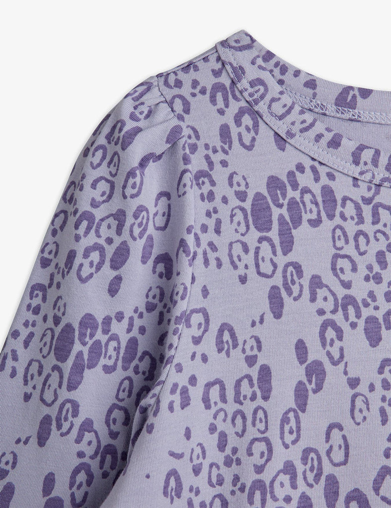 Mini Leopard Long Sleeve Dress (Purple) by Mini Rodini