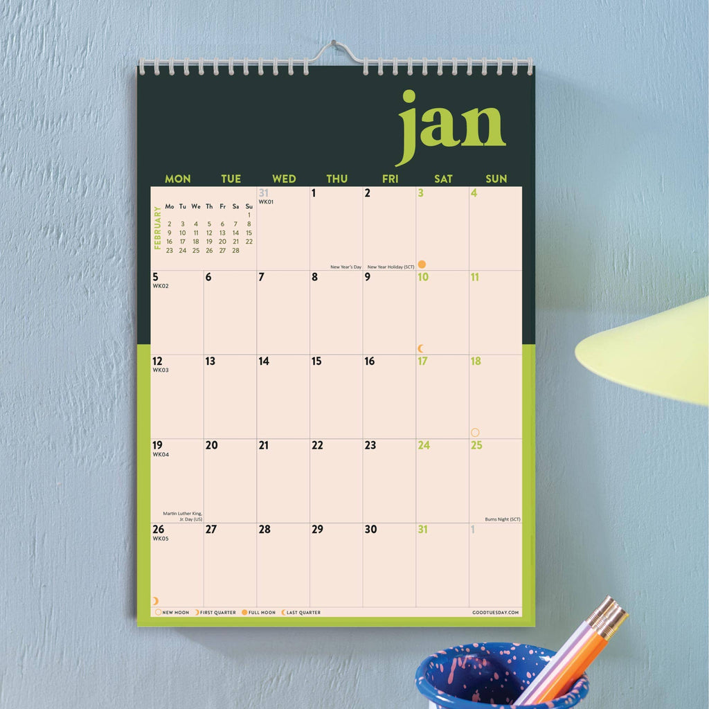 2026 A4 Bold Block Calendar by Good Tuesday