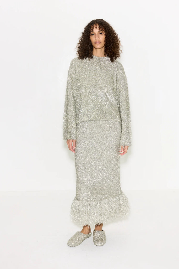 Brink Tinsel Knit Skirt (Satellite Silver) by Simon Miller