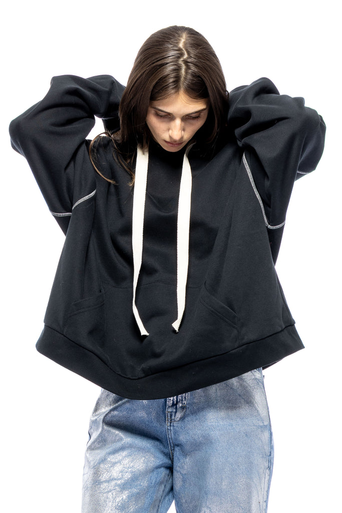 Oversized Wide Hoodie (Black) by Toit Volant