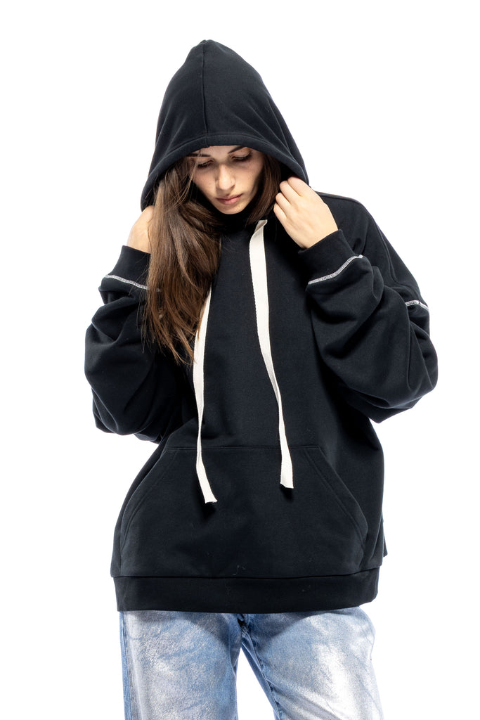 Oversized Wide Hoodie (Black) by Toit Volant