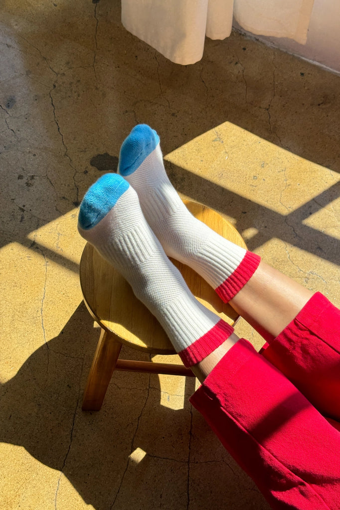 Color Block Girlfriend Socks (Blue/Red) by Le Bon Shoppe