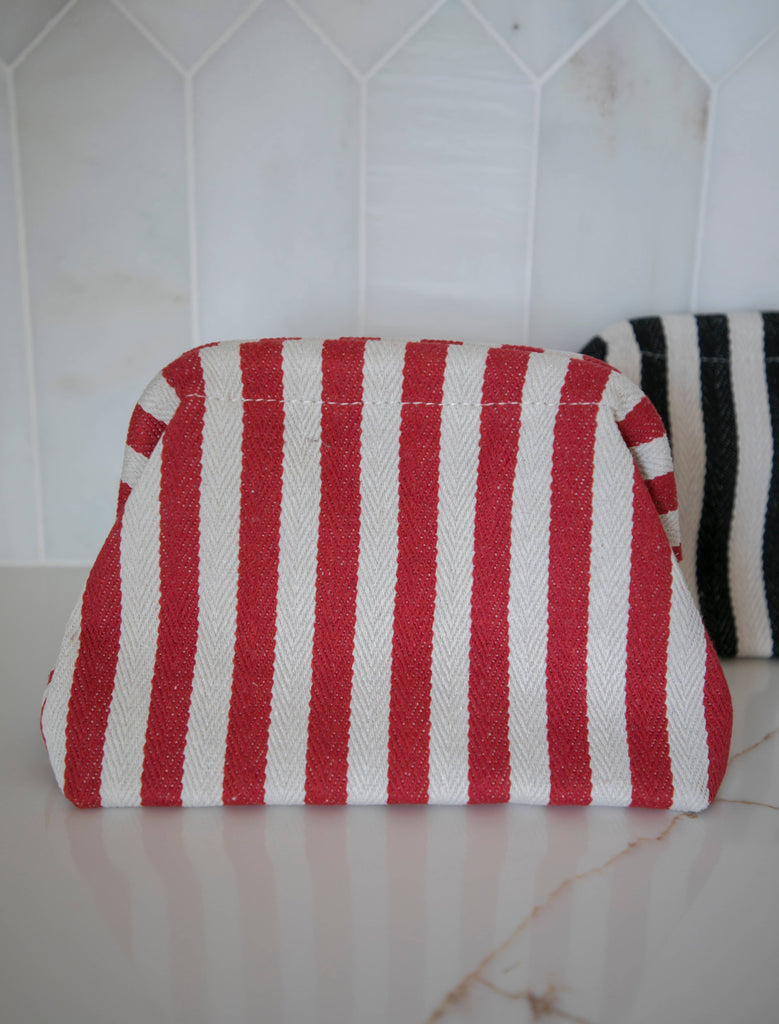 Striped Makeup Pouch (Red) by Fodory
