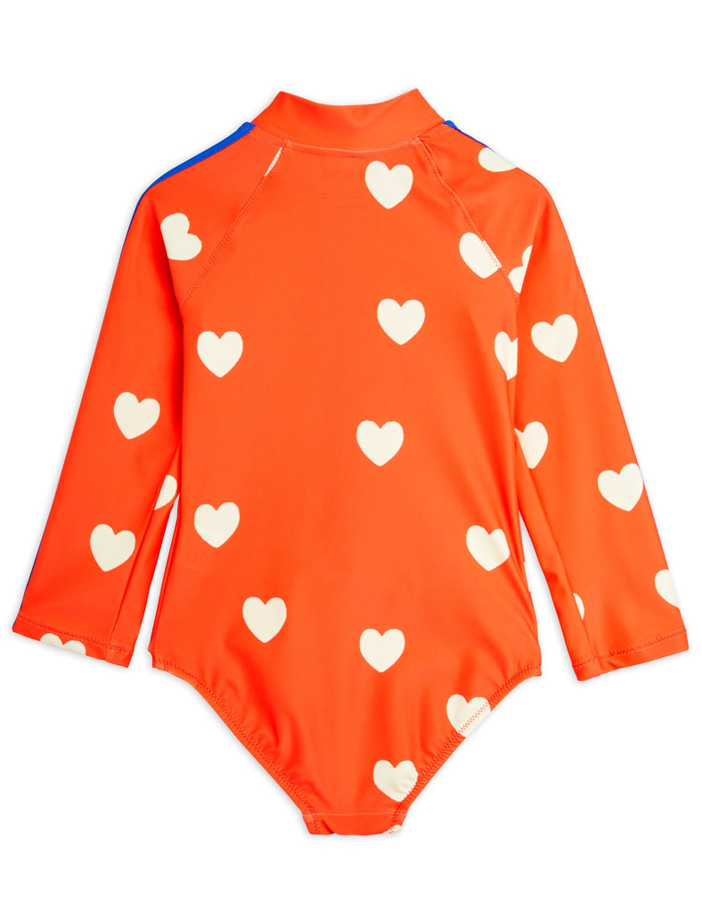 Hearts Long Sleeve Swimsuit by Mini Rodini
