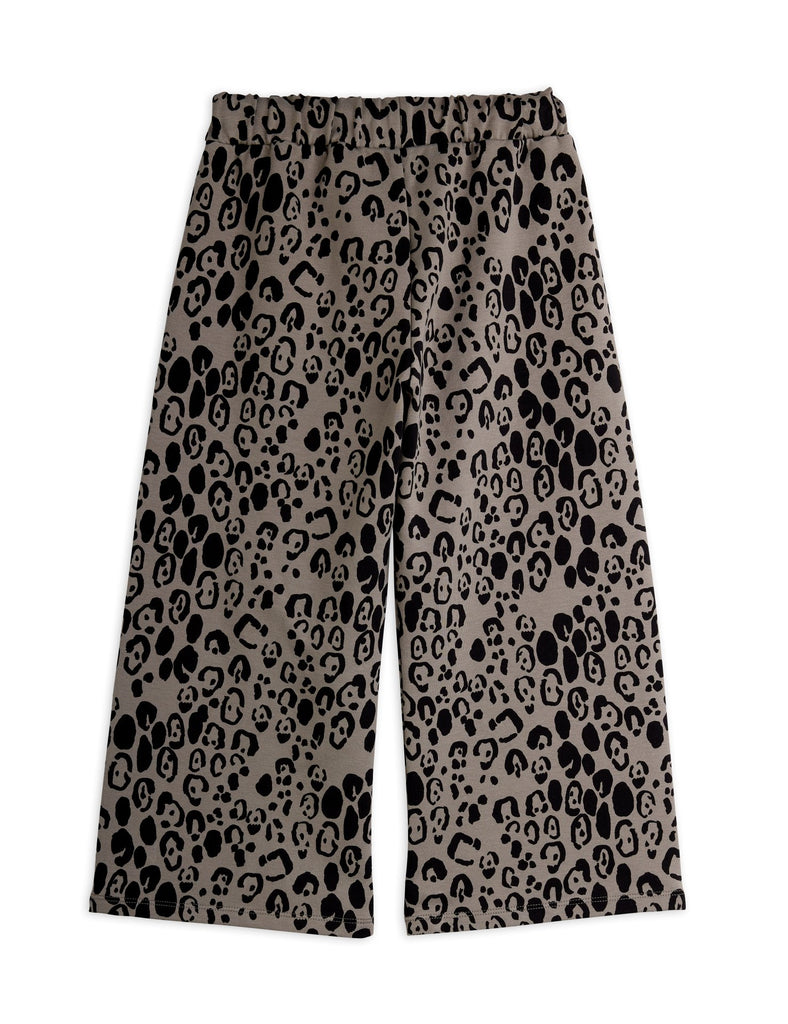 Leopard Brushed Jersey Trousers (Grey) by Mini Rodini