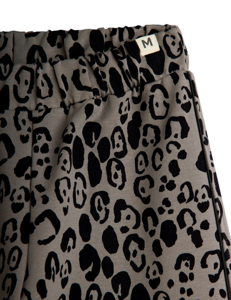 Leopard Brushed Jersey Trousers (Grey) by Mini Rodini