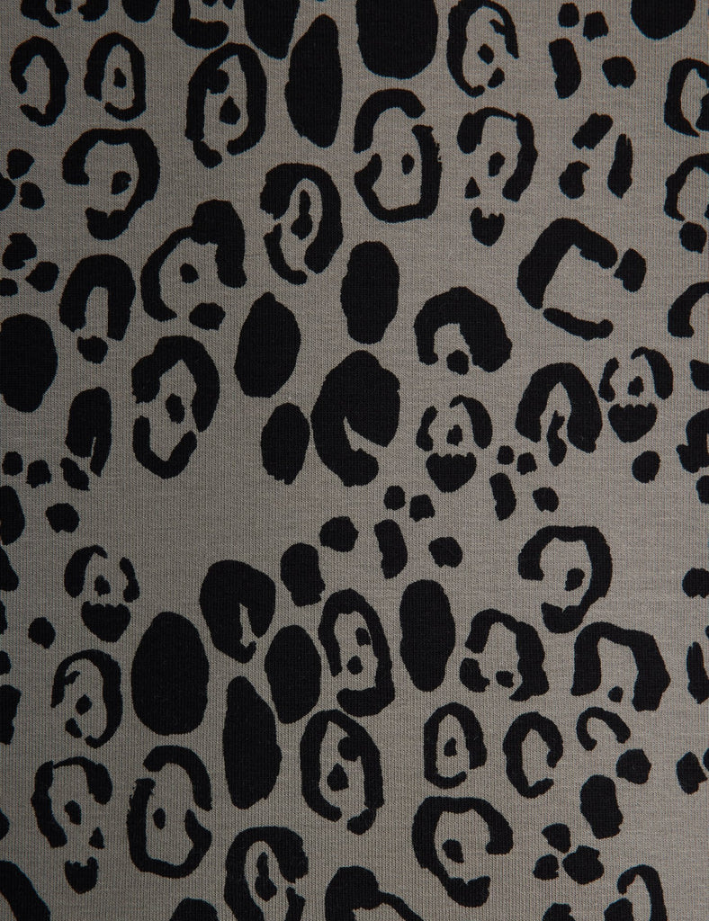 Leopard Brushed Jersey Trousers (Grey) by Mini Rodini