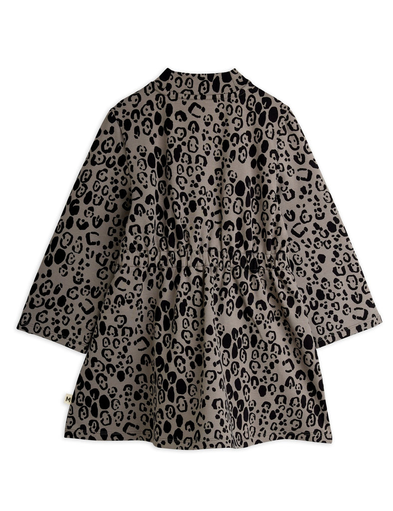 Leopard Brushed Jersey Dress (Grey) by Mini Rodini