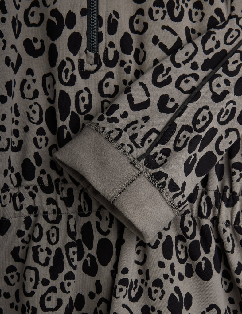Leopard Brushed Jersey Dress (Grey) by Mini Rodini