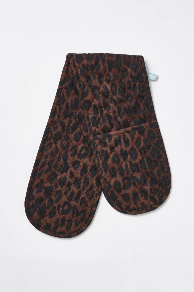 Double Oven Glove (Dark Leopard) by Damson Madder