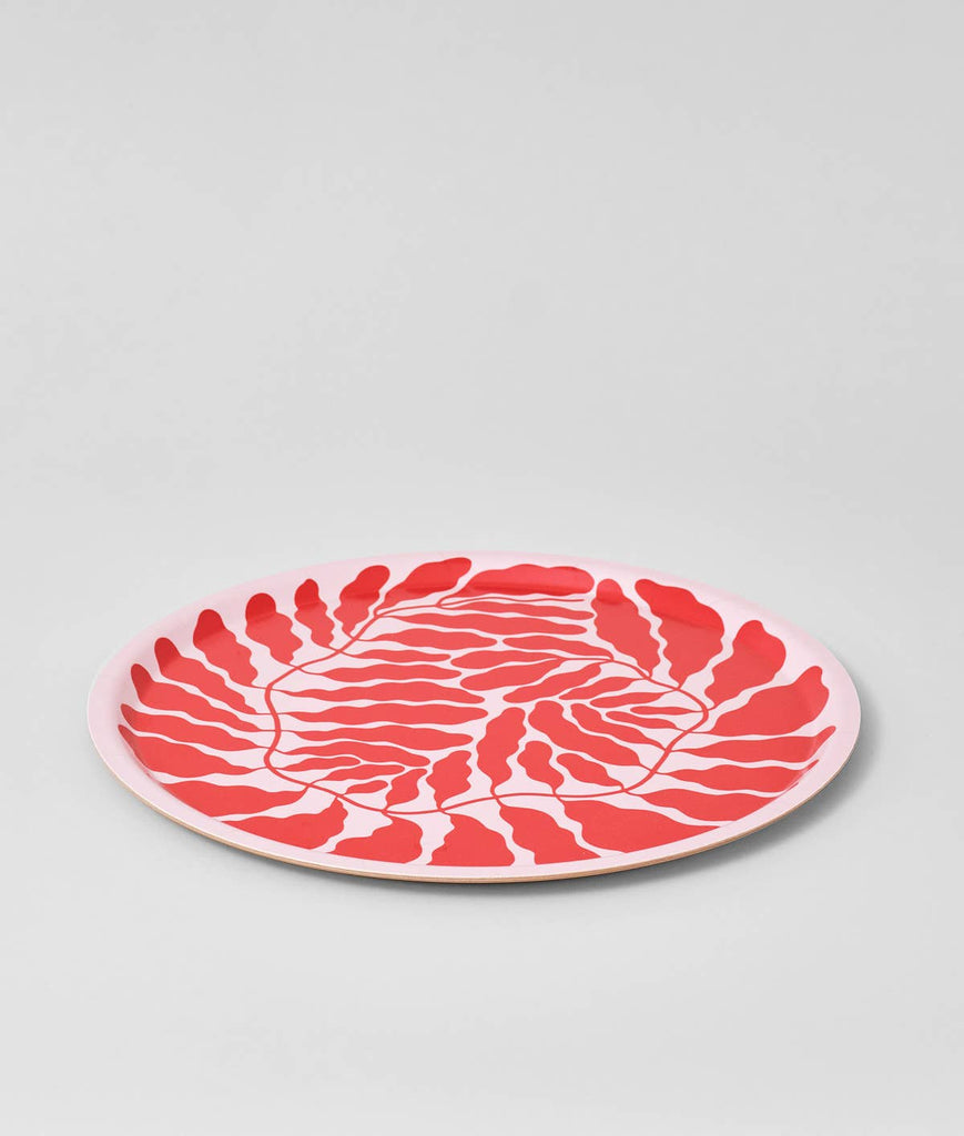 Large Round Birch Serving Tray (Red) by Wrap