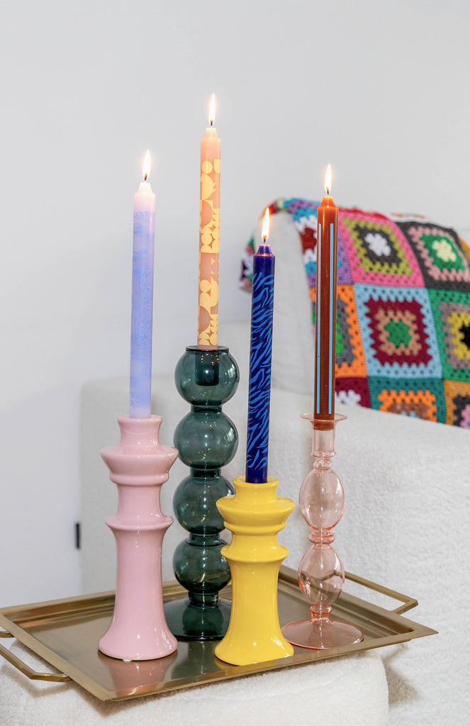 Pattern Dinner candles - Set of 4 - It's Like Retro by Palette Amsterdam