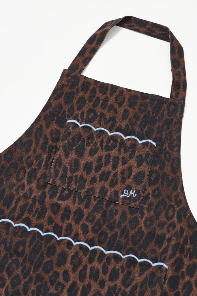 Scallop Apron (Dark Leopard) by Damson Madder