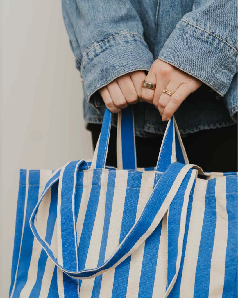 Striped Canvas Tote (Blue) by Omom