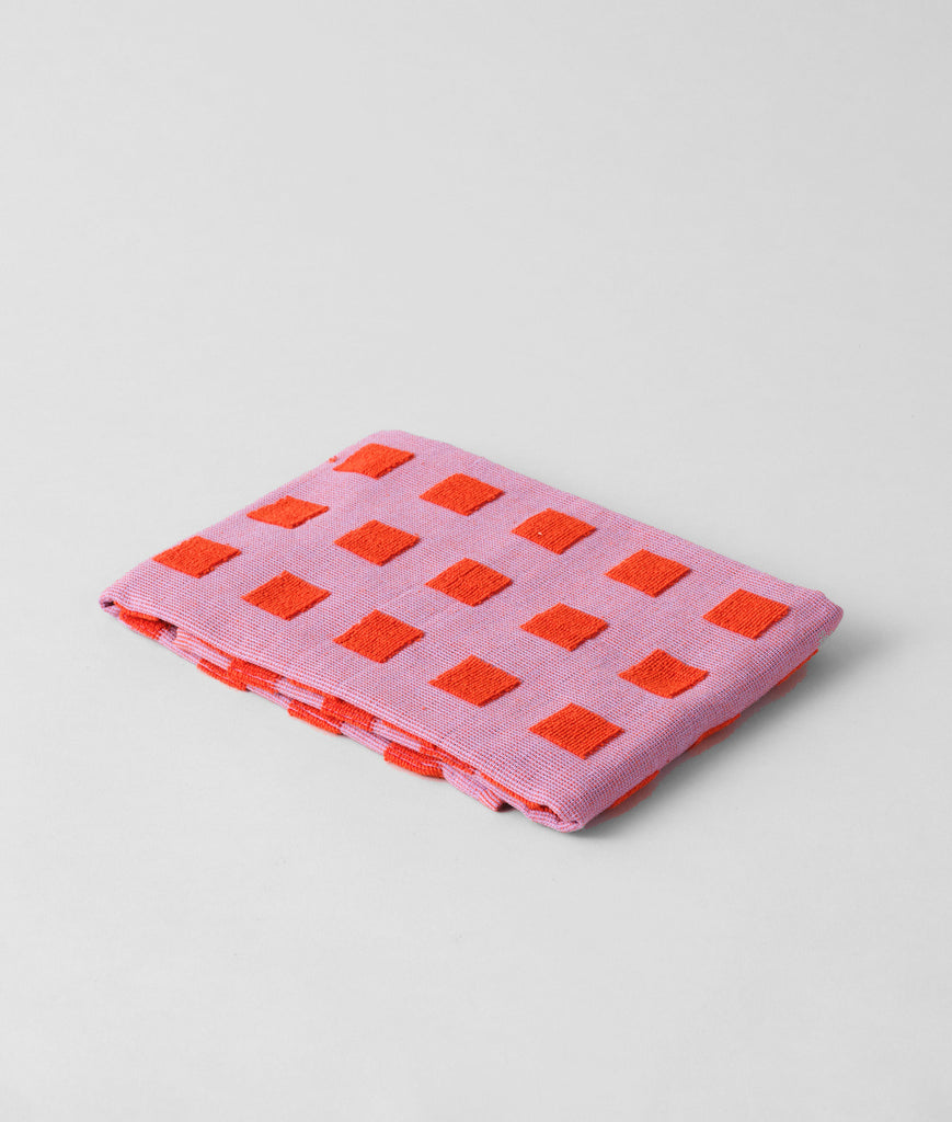 Squares Tea Towel (Warm Red/Lilac) by Wrap