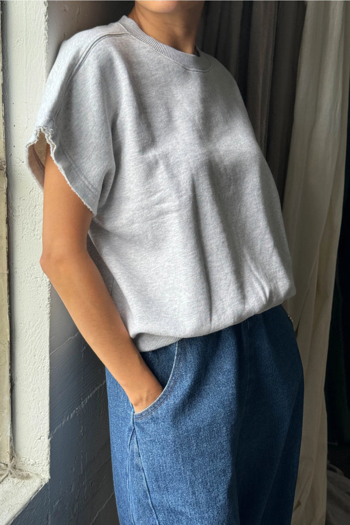 French Terry Sophie Top (Light Heather Grey)