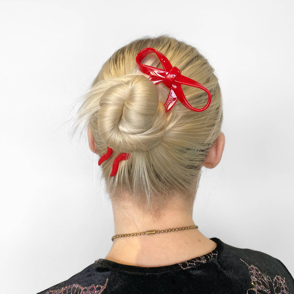 Large Bow Hairpin (Cherry) by The Yo Store