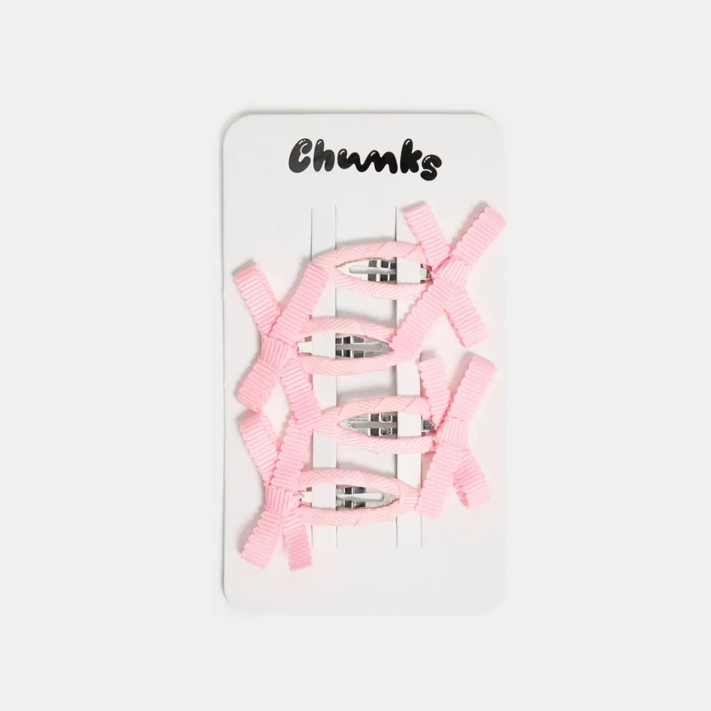 4 Mini Bow Snap Clip Set (Blush) by The Yo Store