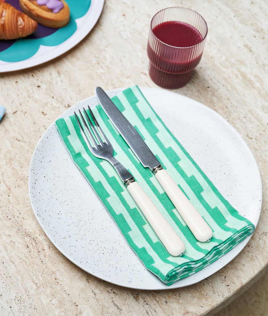 Stripes Napkin Set (Turquoise/Natural) by Wrap