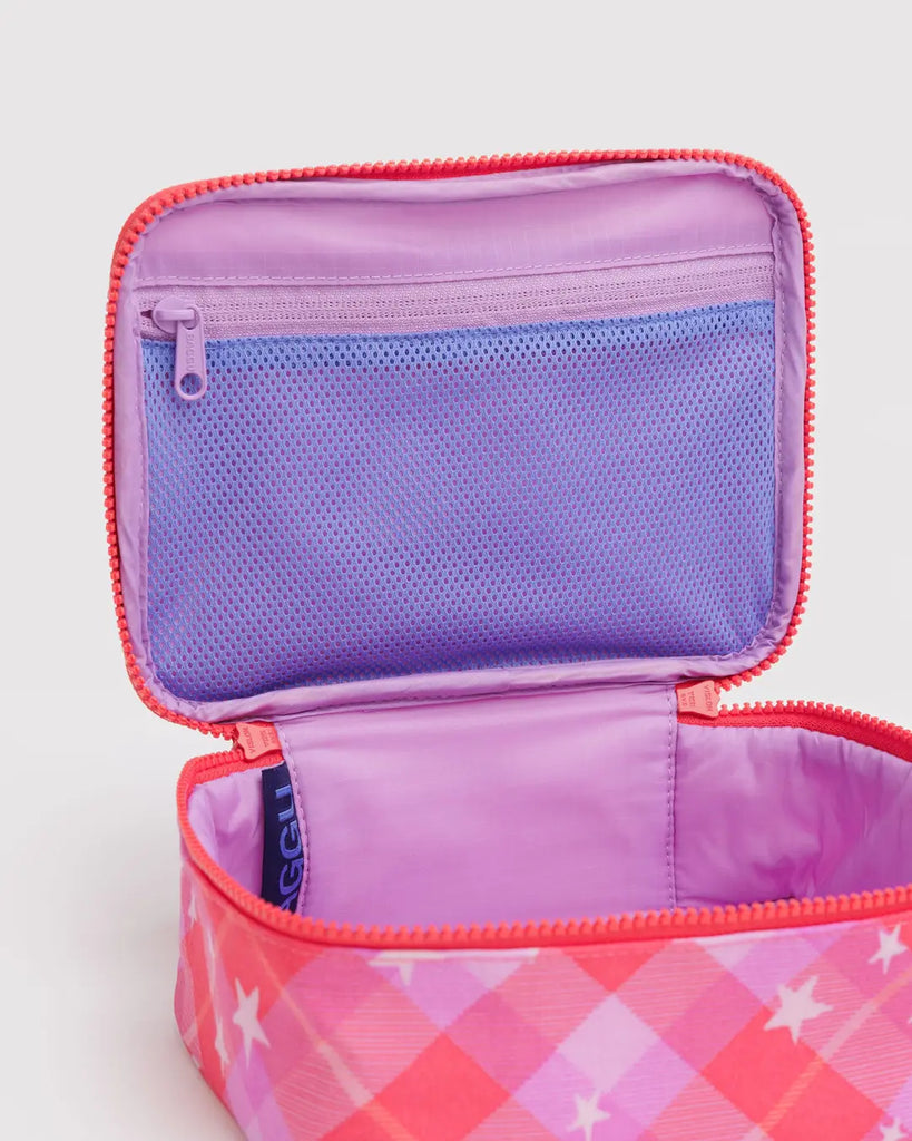 Small Cosmetic Case (Pink Star Plaid) by Baggu