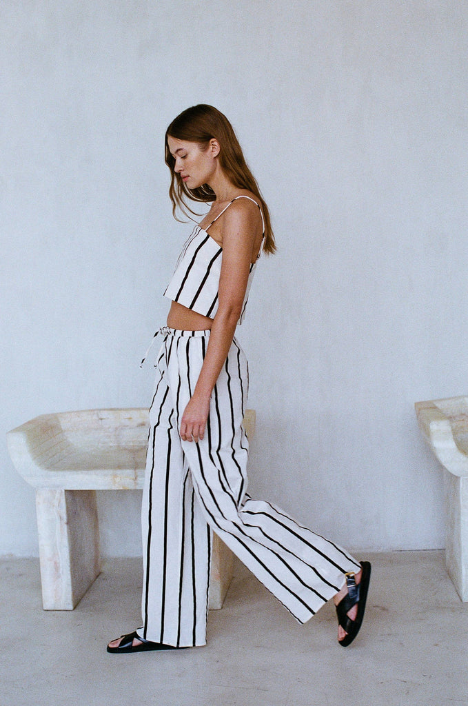 Woven Cotton Linen Pants (Stripe) by a.ren