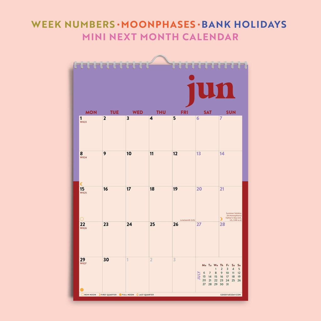 2026 A4 Bold Block Calendar by Good Tuesday