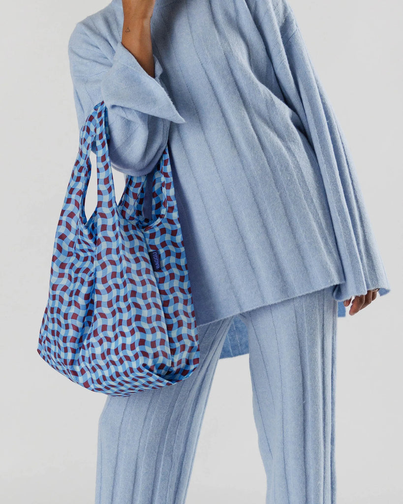 Standard Reusable Tote (Wavy Blue Gingham)